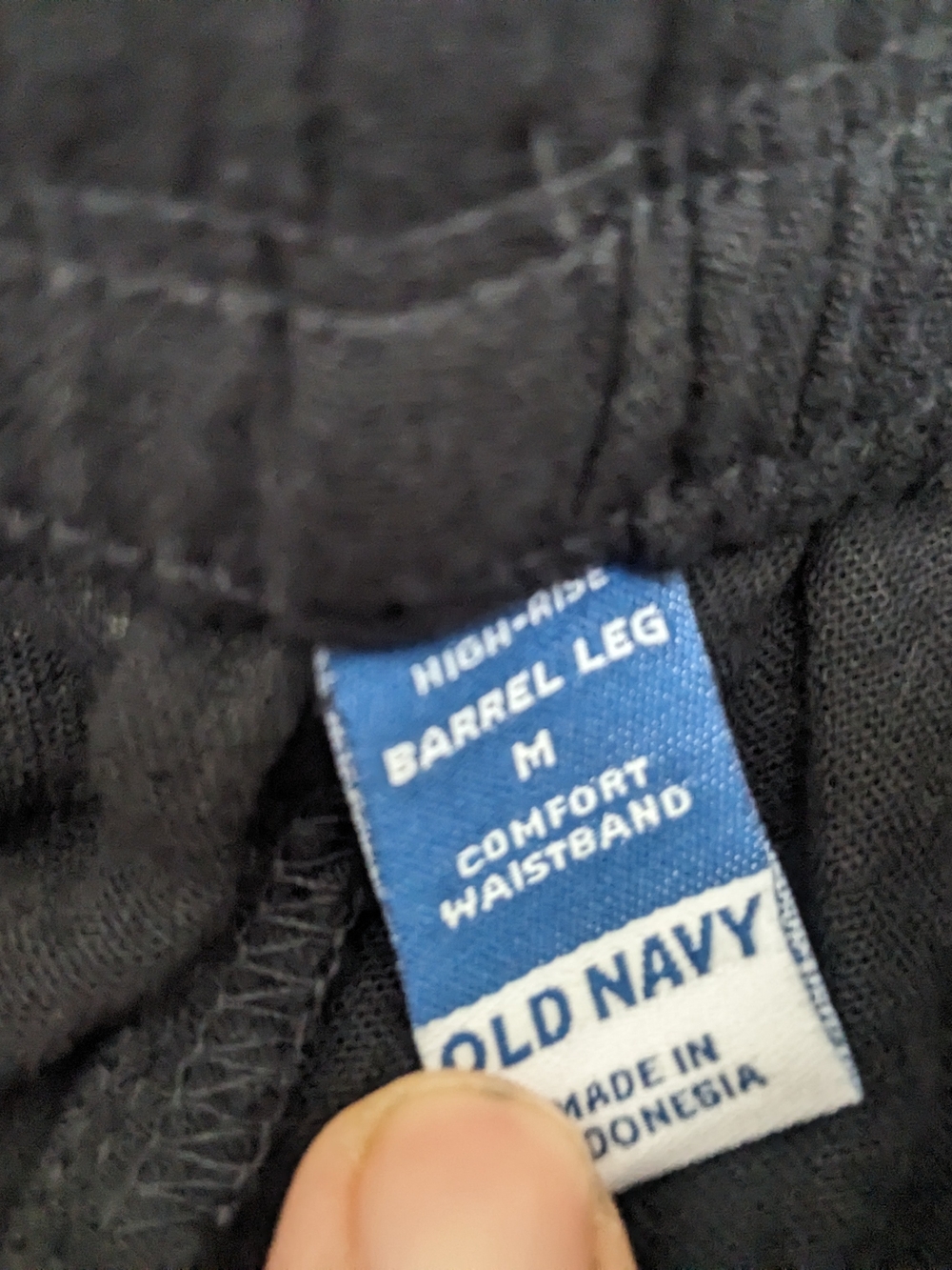 Old Navy Black Elastic Comfort Waist Drawstring Barrel Leg Pants - Picture 3 of 5